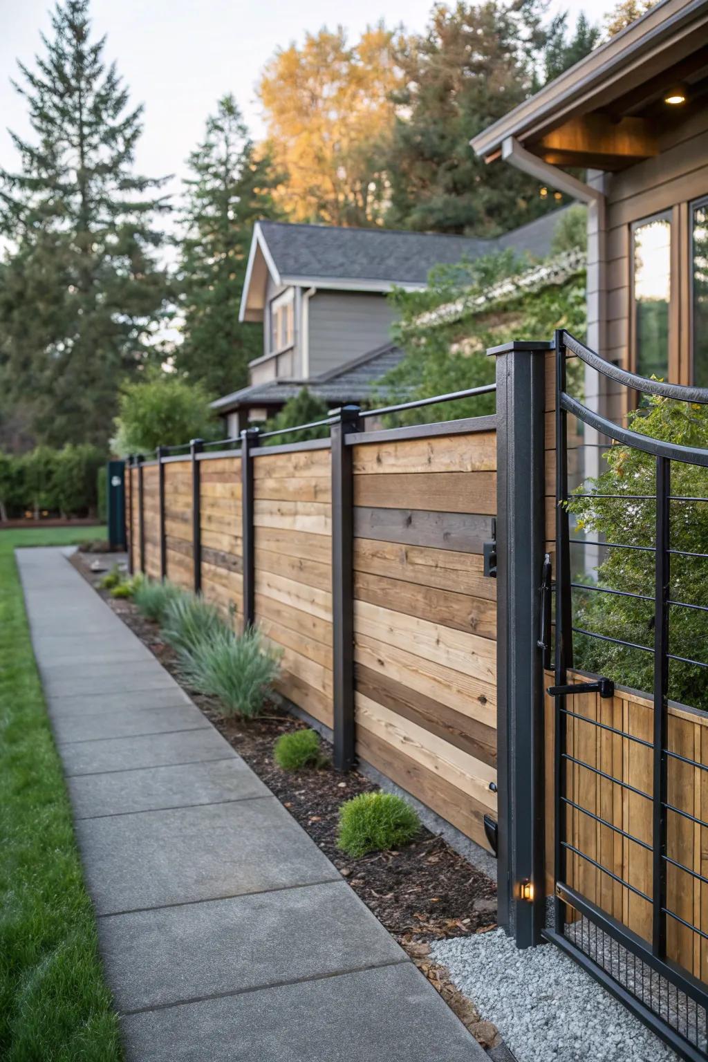 Mixing materials can elevate your fence from ordinary to extraordinary.
