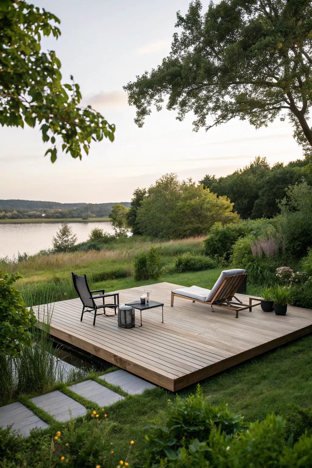 Floating decks provide an easy, flexible solution for temporary outdoor spaces.