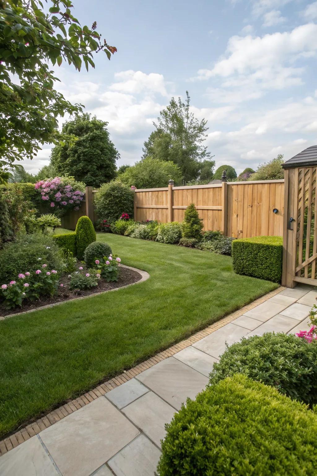 A lush lawn offering an open and inviting space in the backyard.