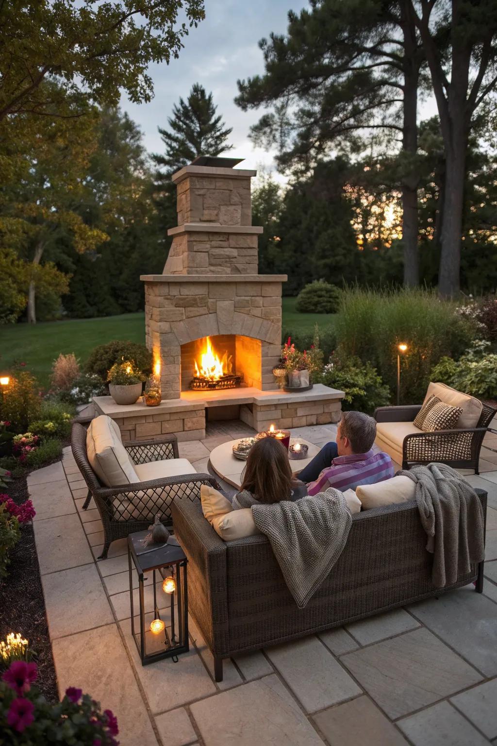 Enjoy the warmth from every angle with a double-sided fireplace.