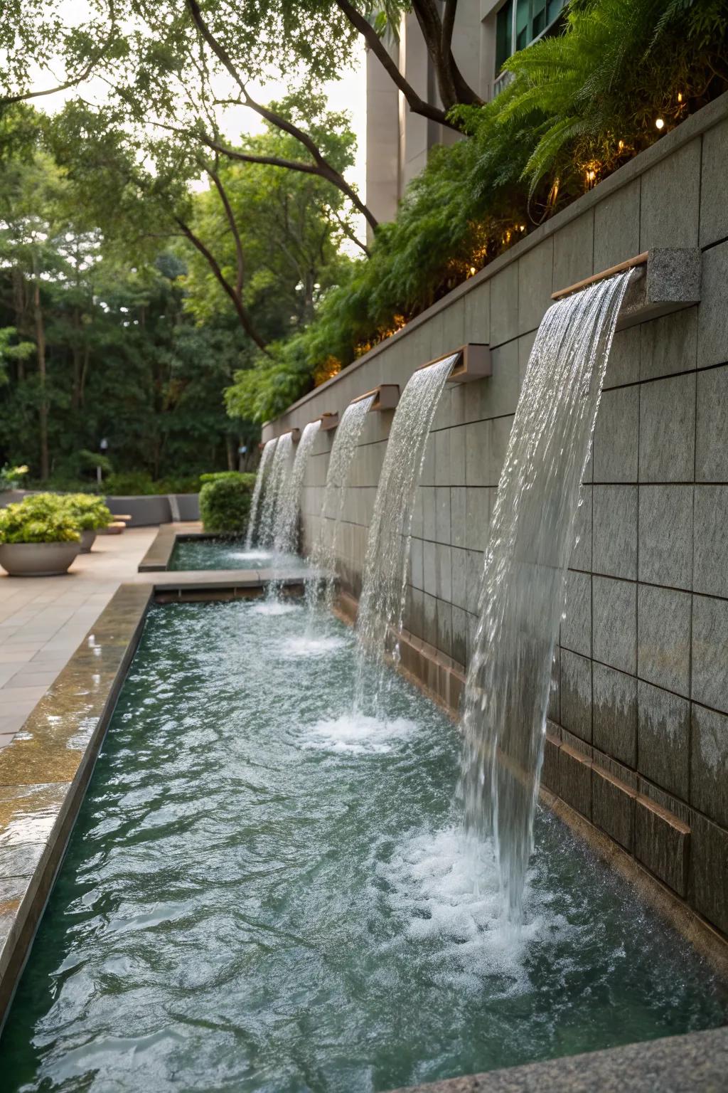 Enjoy tranquility with a cascading wall fountain.