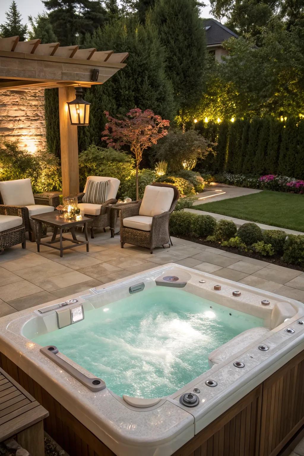 A pool with a seamlessly integrated hot tub for year-round enjoyment.