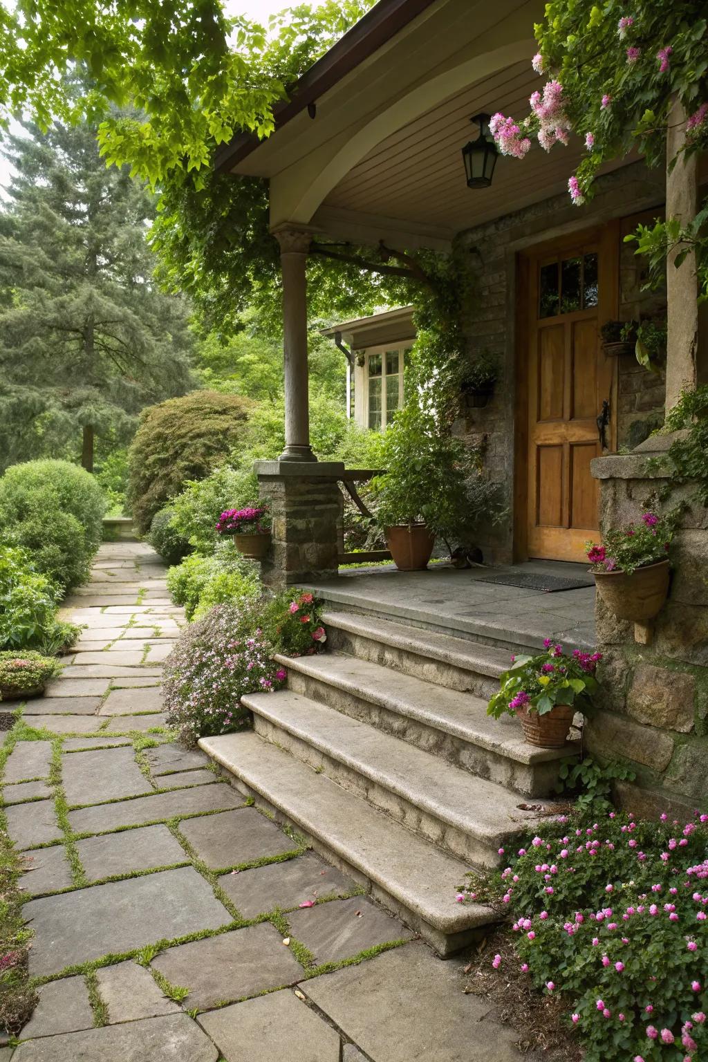 Welcoming steps and walkways enhance the approach to your porch.