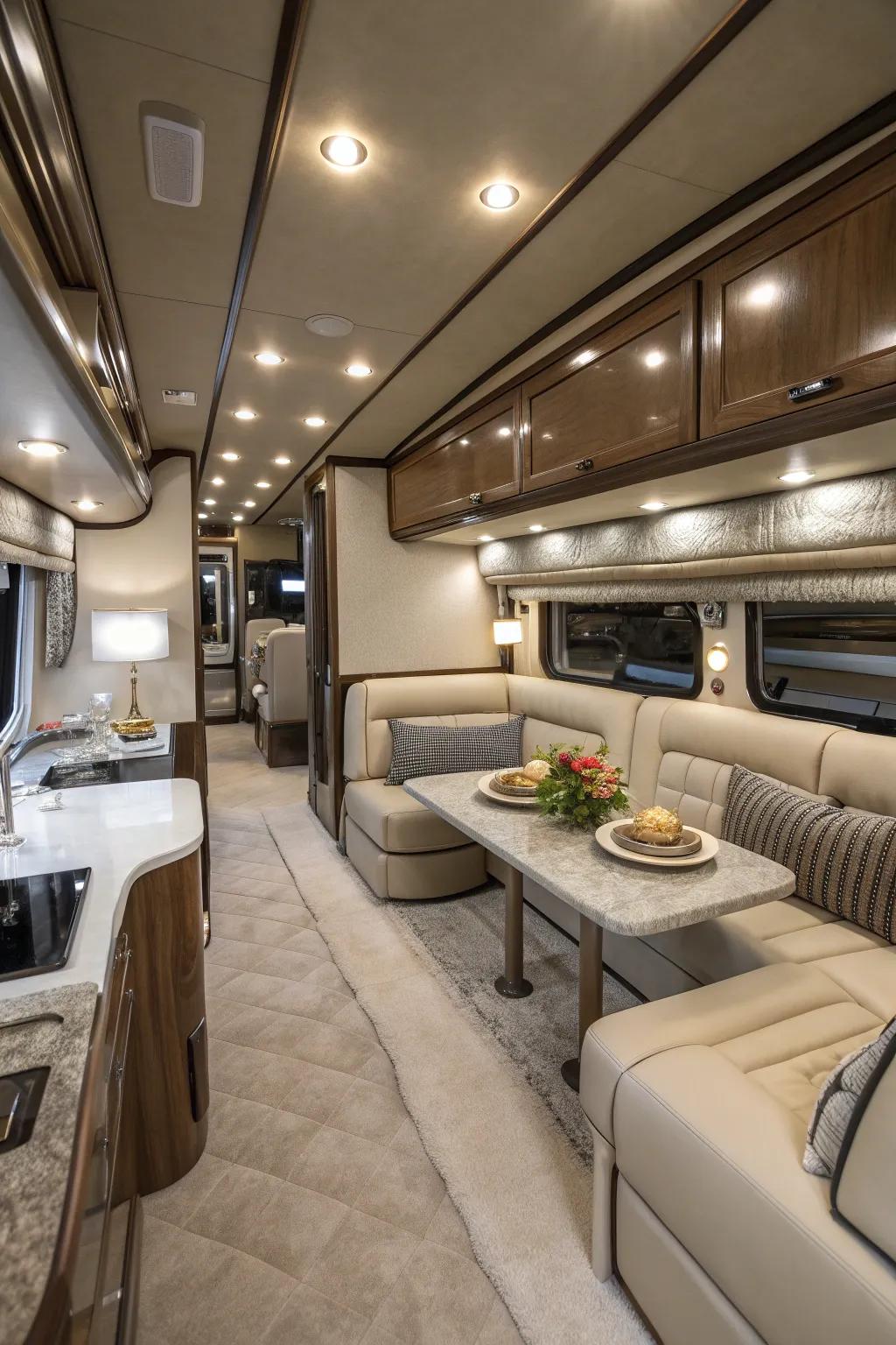 Indulge in comfort with a luxury camper setup.
