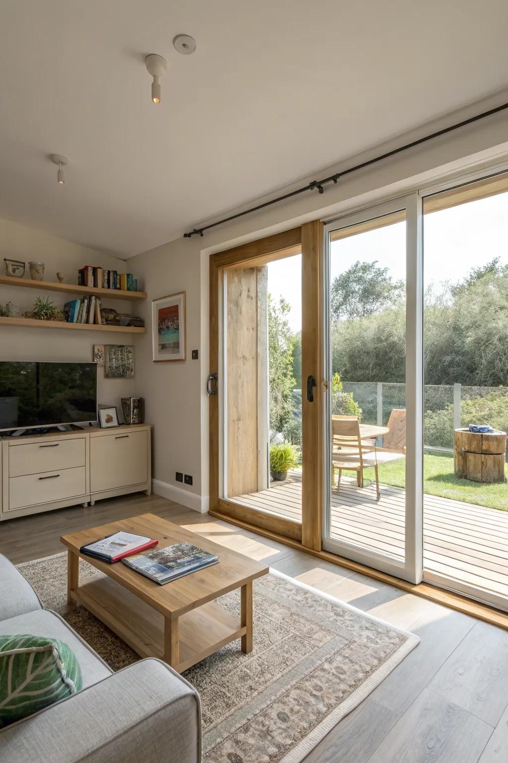 Space-saving sliding doors maximize living areas.