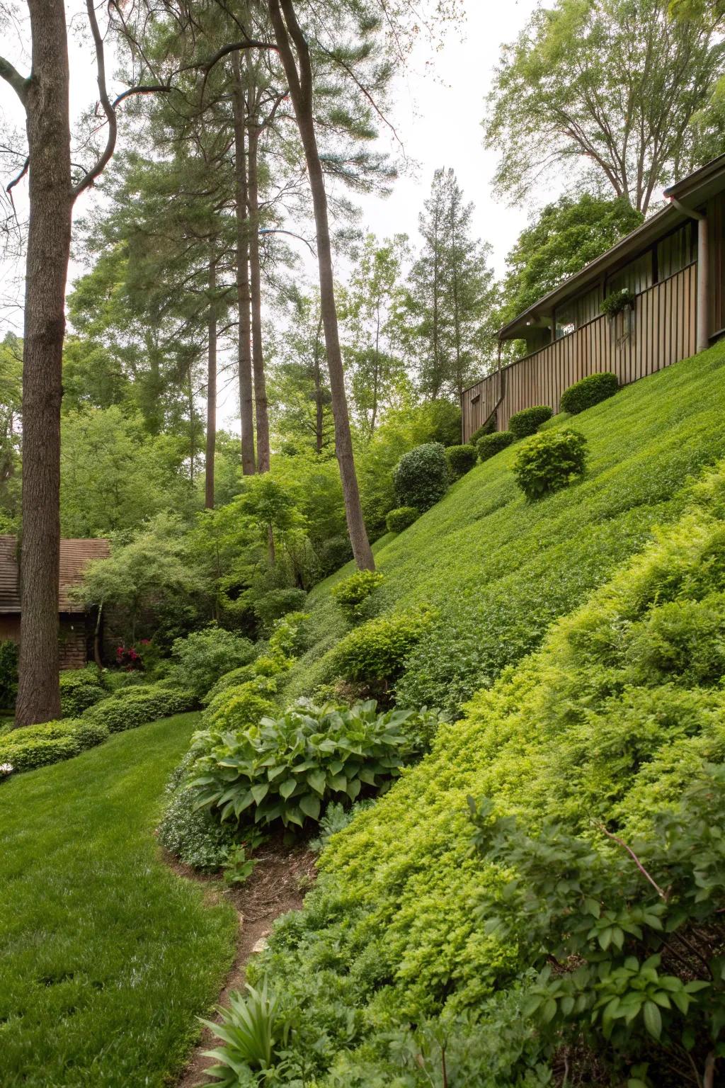 Lush greenery creates a serene, natural escape.