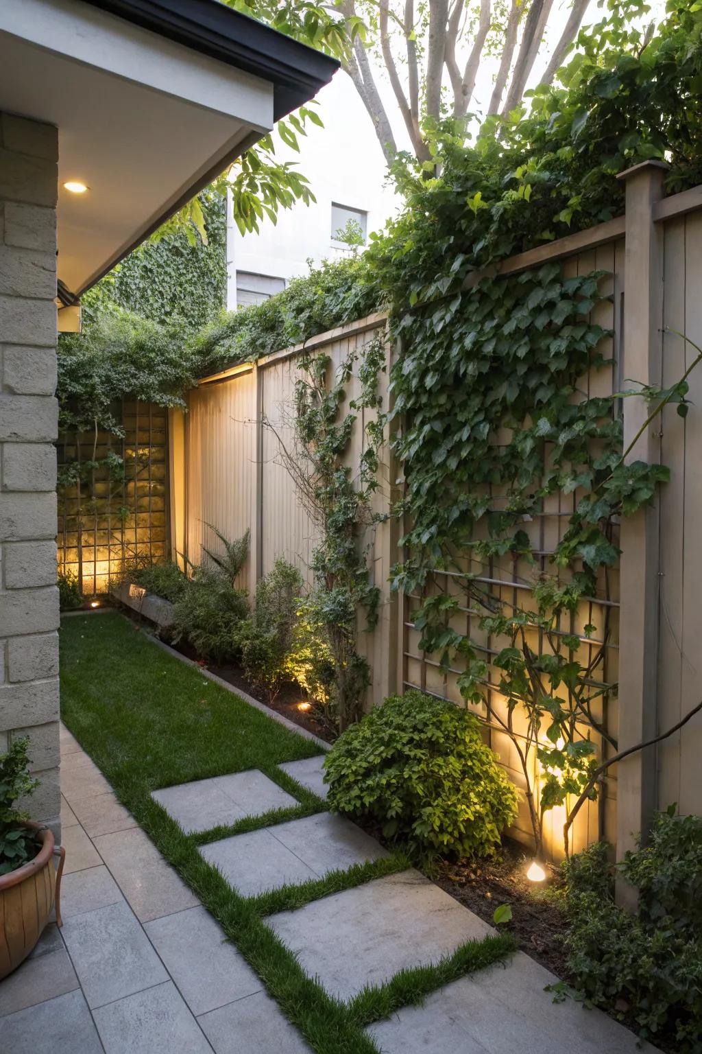 Privacy screens offer seclusion and a perfect spot for climbing plants.