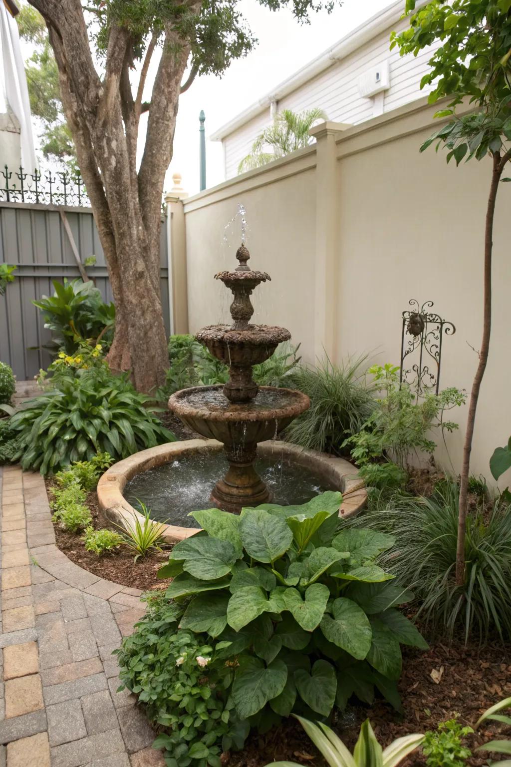 A water feature adds a touch of tranquility to your backyard.