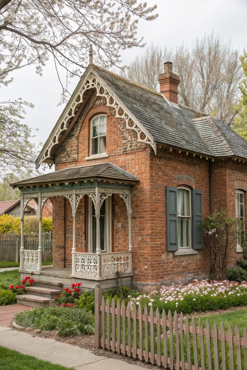A small brick house showcasing its historical charm with original brickwork.
