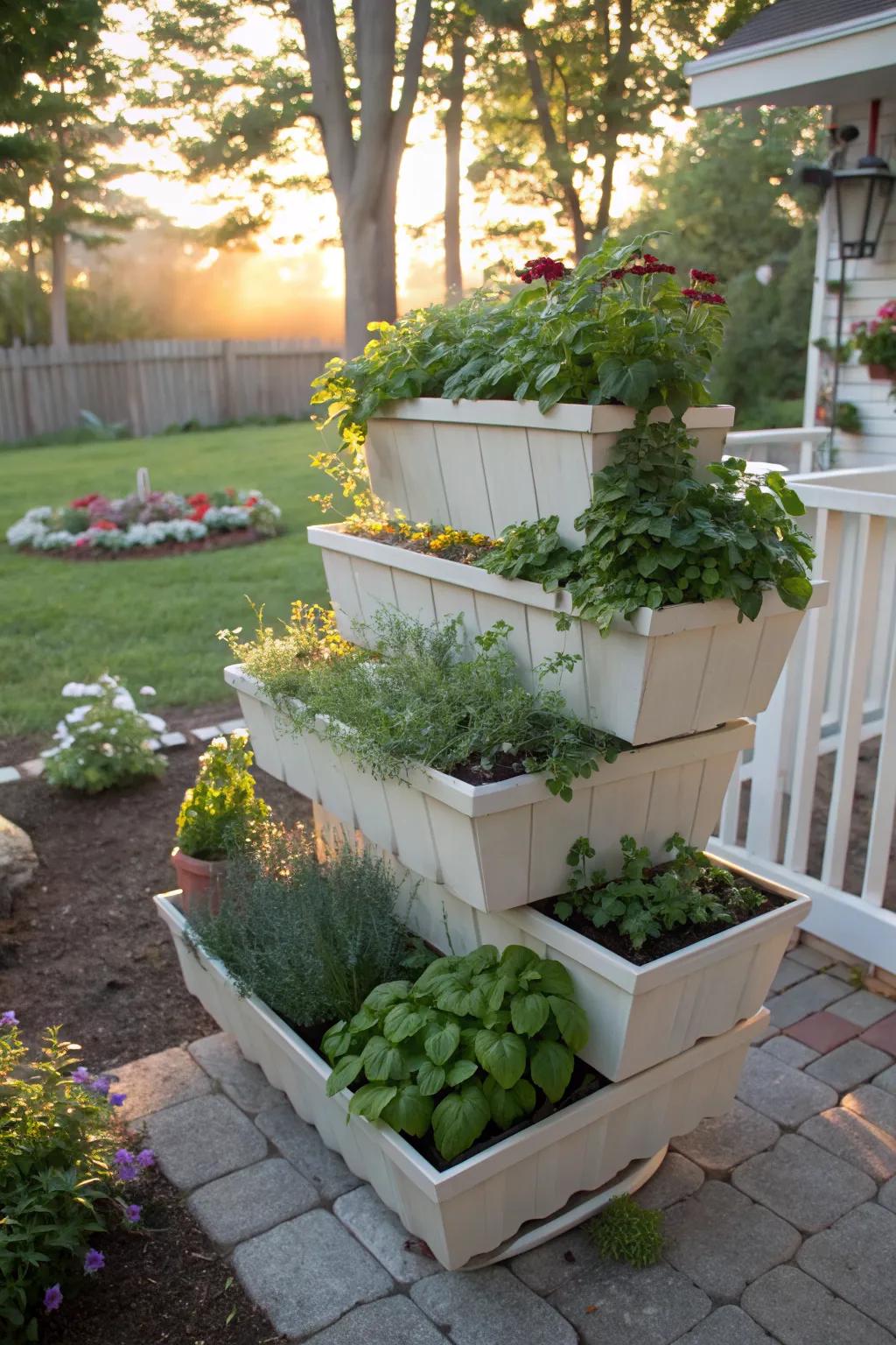 A herb garden corner is both practical and delightful for any home cook.