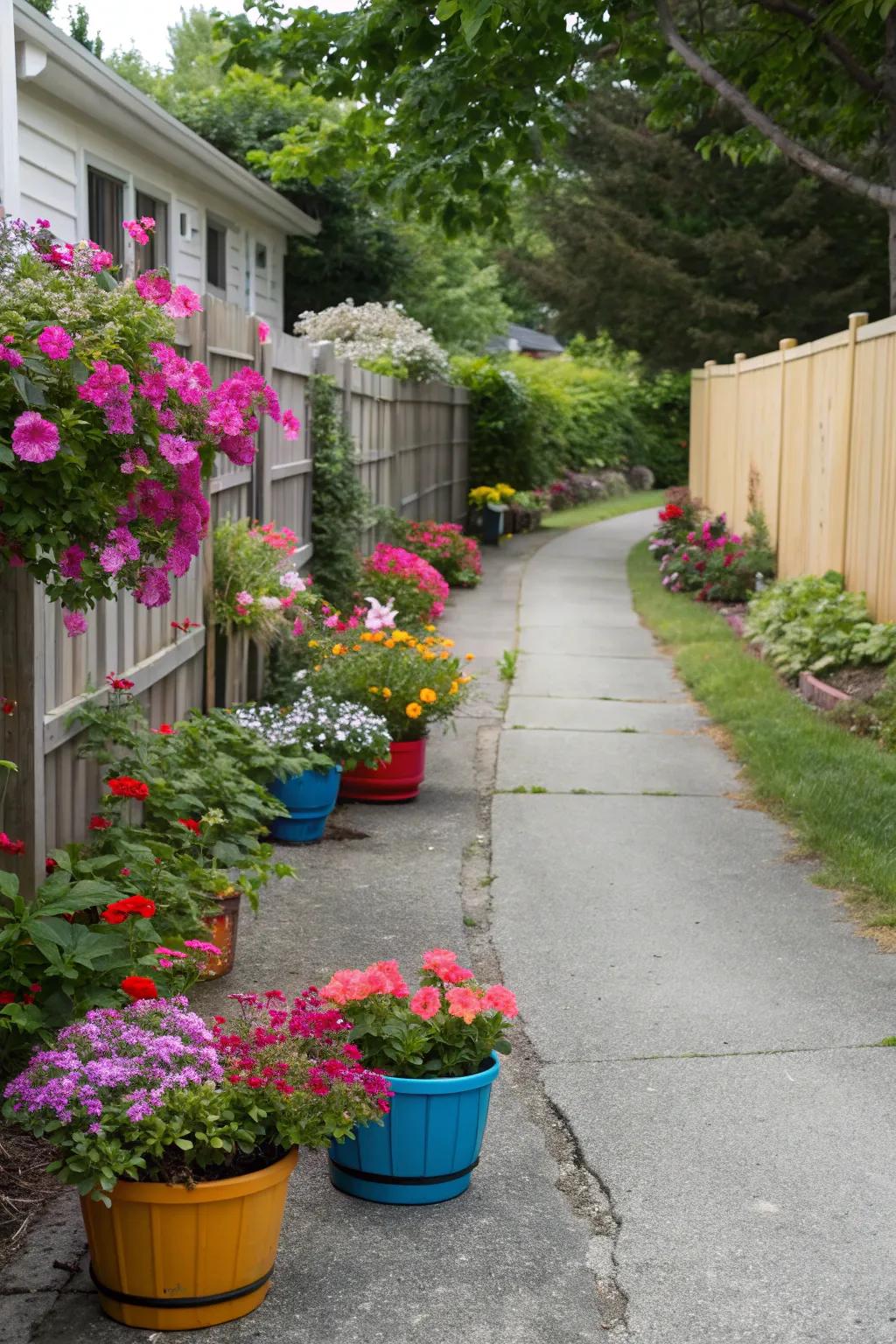 Pops of color instantly brighten any small driveway.