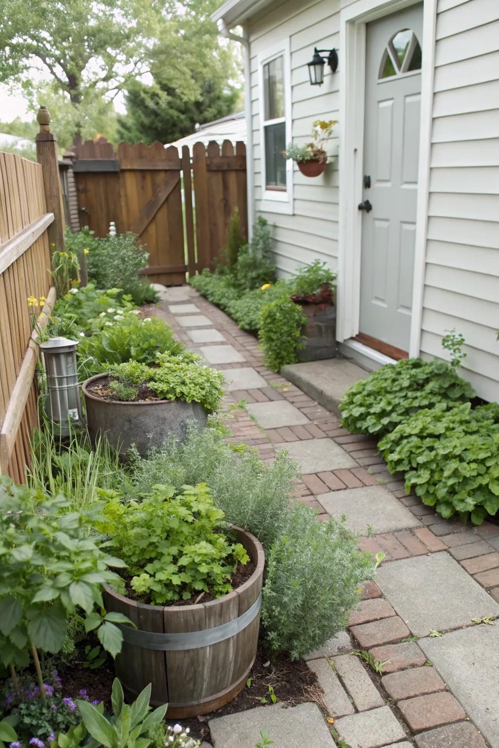 A mini herb garden brings freshness and flavor.