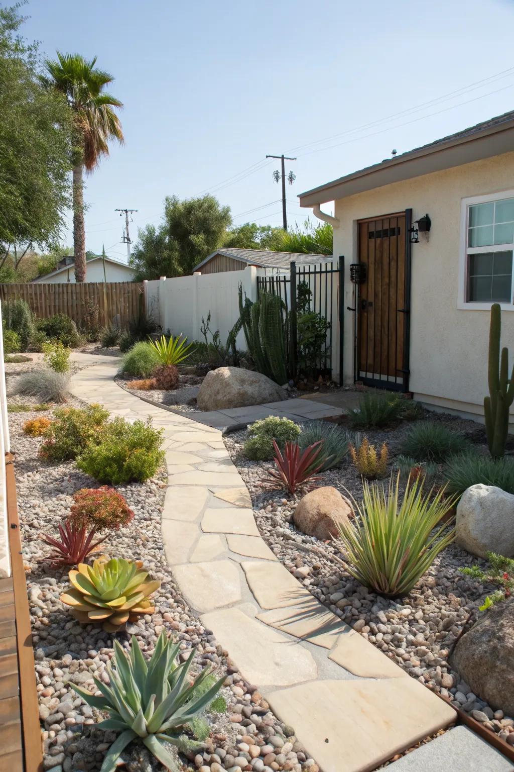Combine functionality and beauty with a pebble pathway.