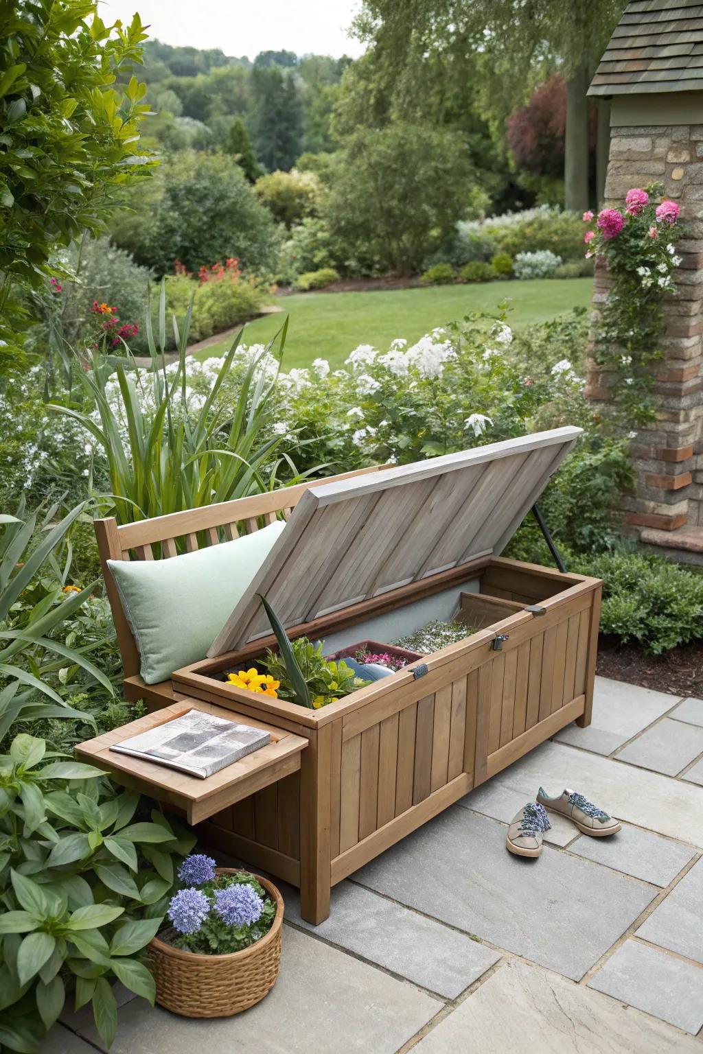 Maximize functionality with multi-purpose garden furniture.