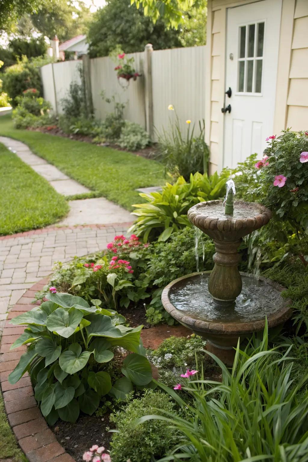 A water feature brings a soothing element to your yard.