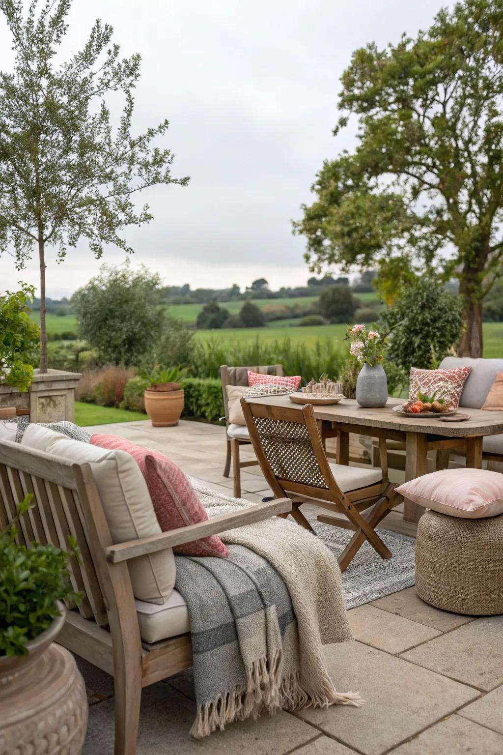 Cozy seating makes your patio a comfortable retreat.