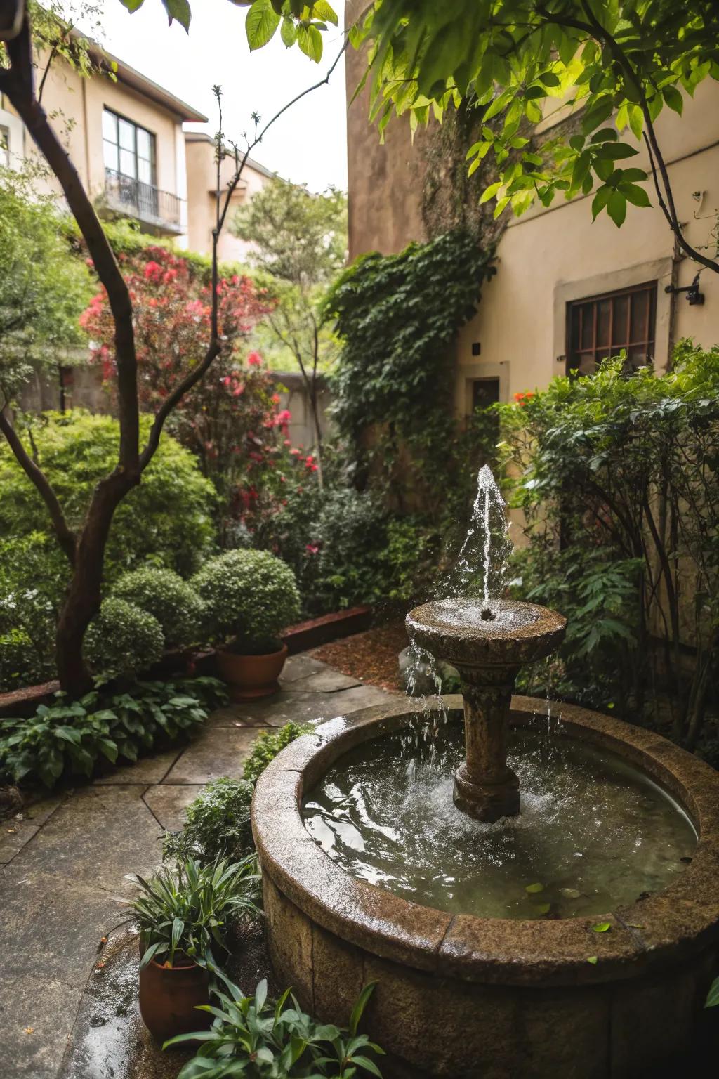 Add a small water feature for tranquility and luxury.