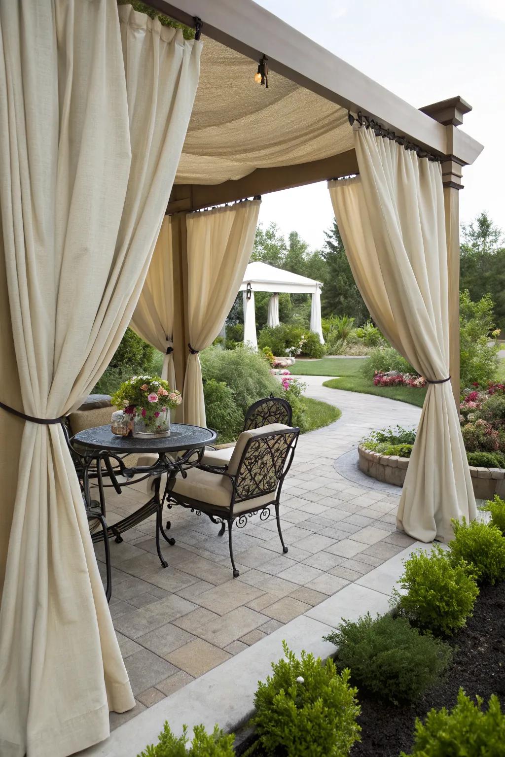 Cabana-style drapes bring a touch of luxury to your patio.