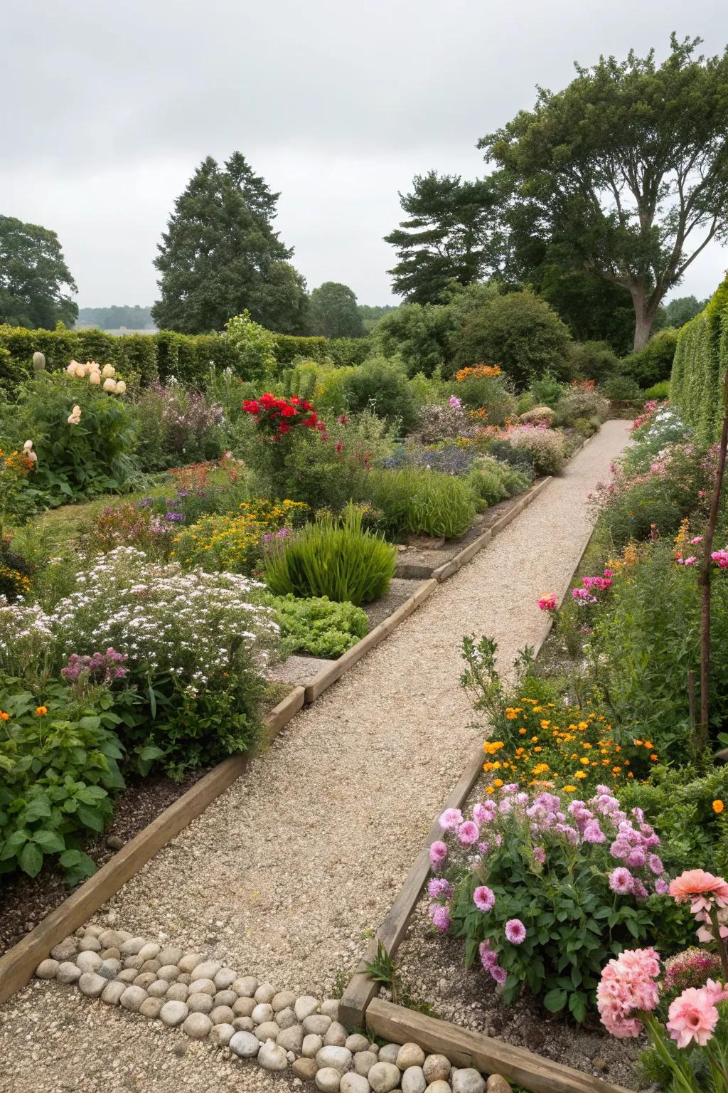 Define your garden with pebble edging for a clean look.