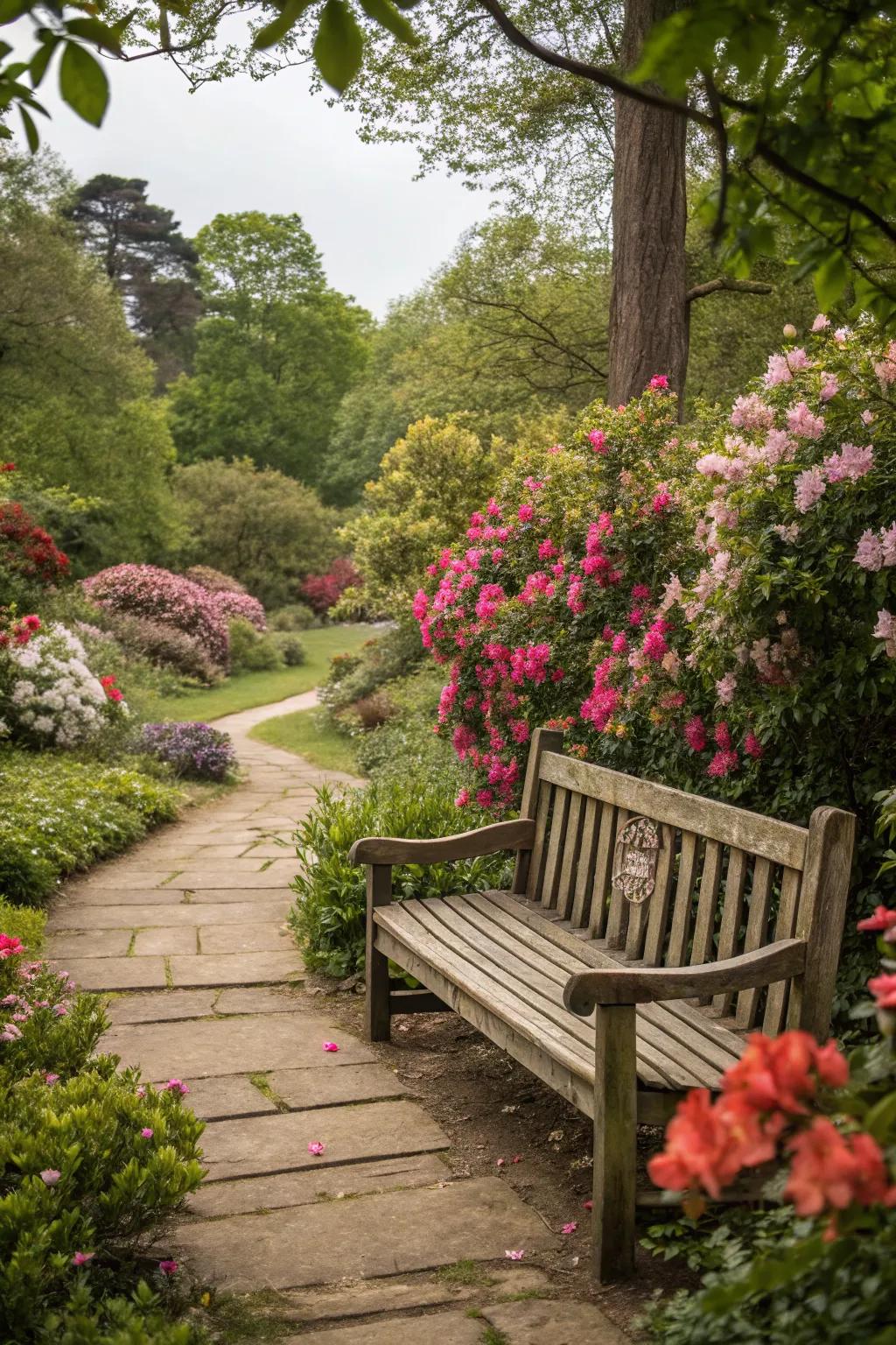 A cozy bench invites you to sit and reflect.