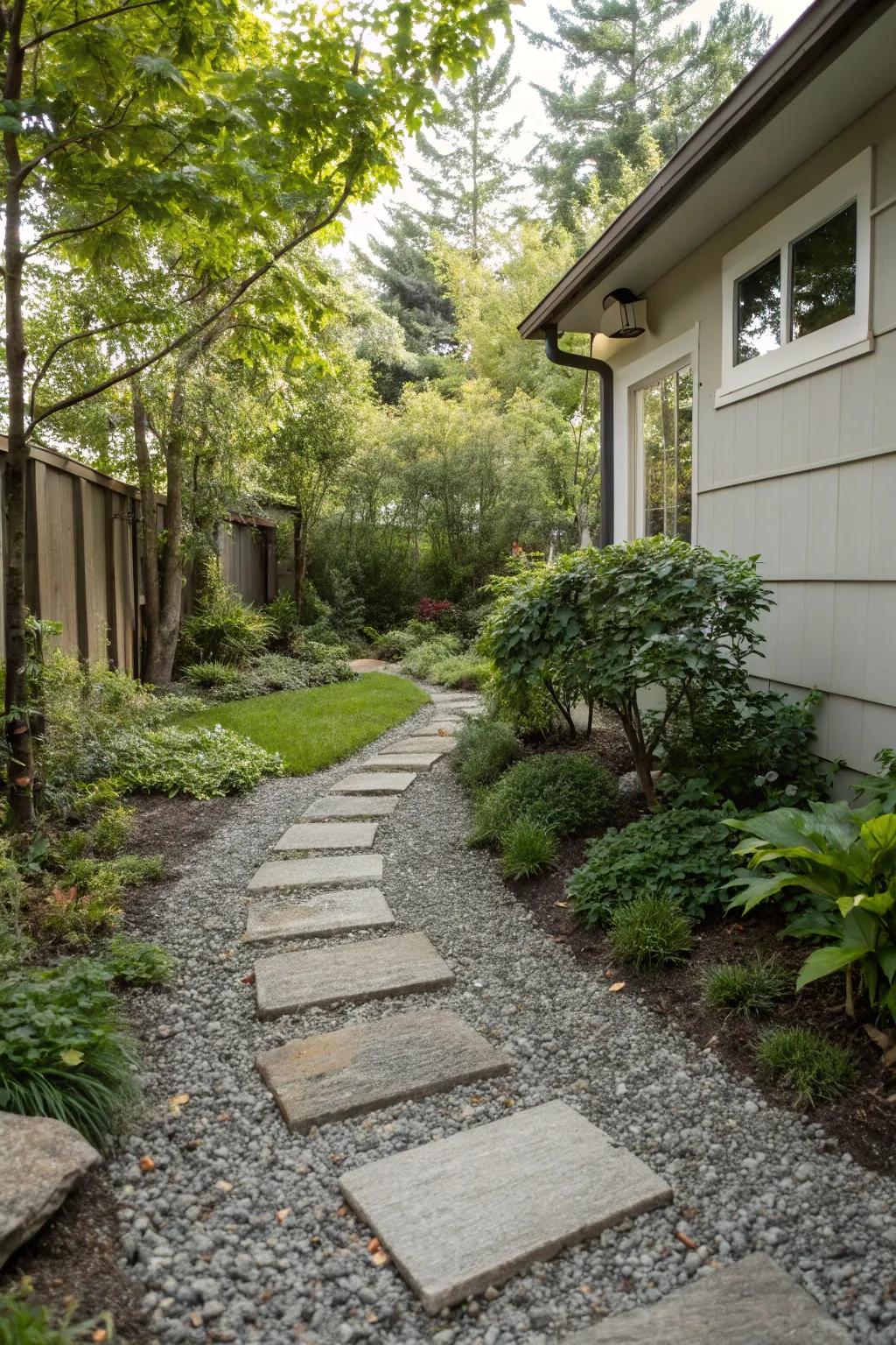 Stepping stones create a natural, inviting path.