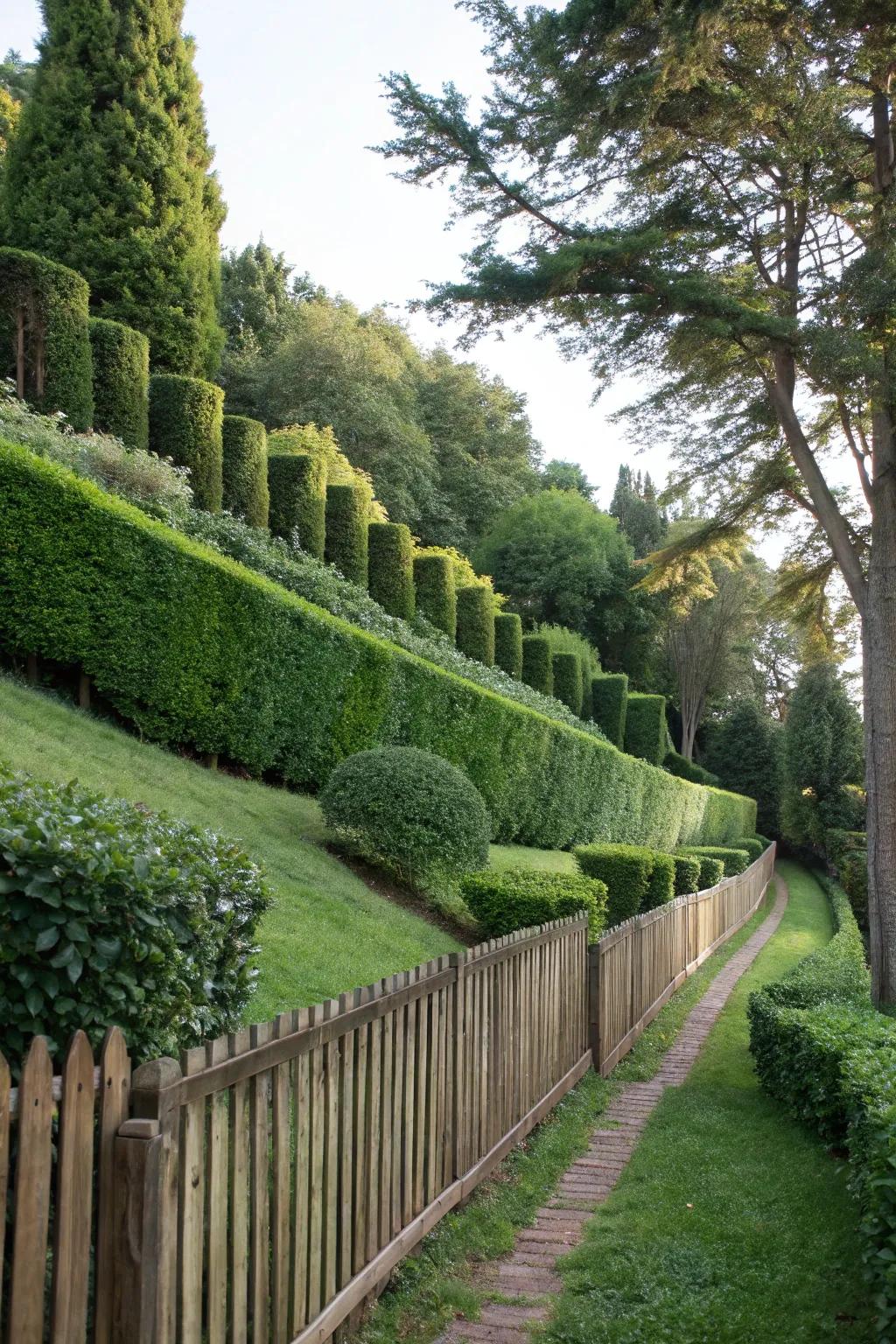 Privacy screens offer seclusion and style on slopes.