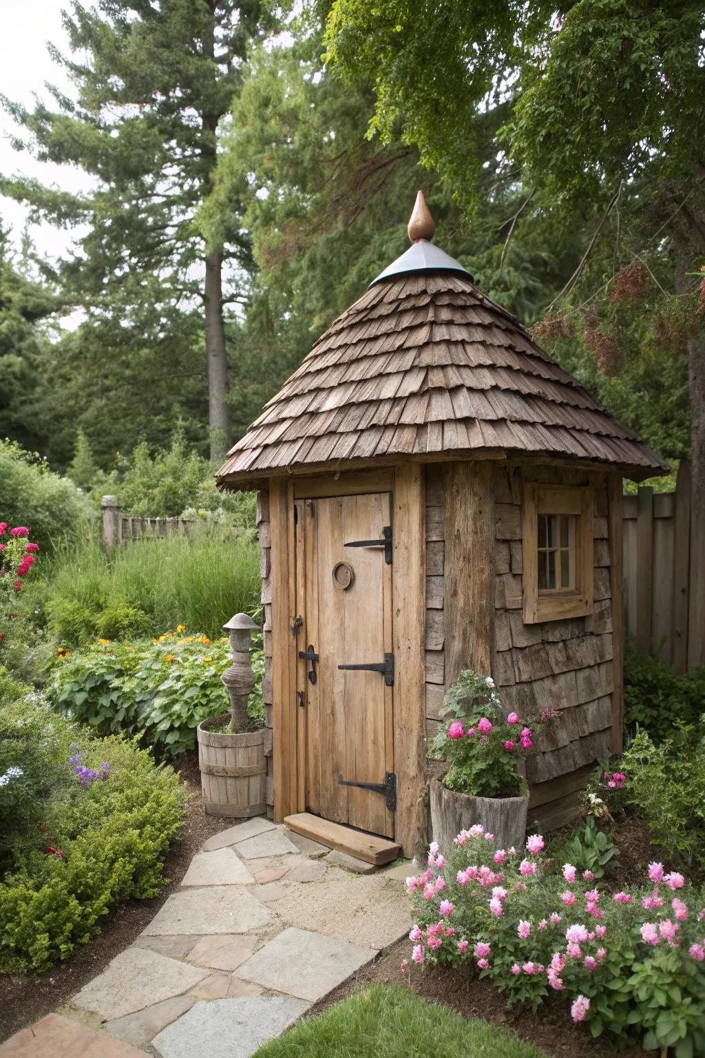 A quirky smokehouse with an outhouse design.