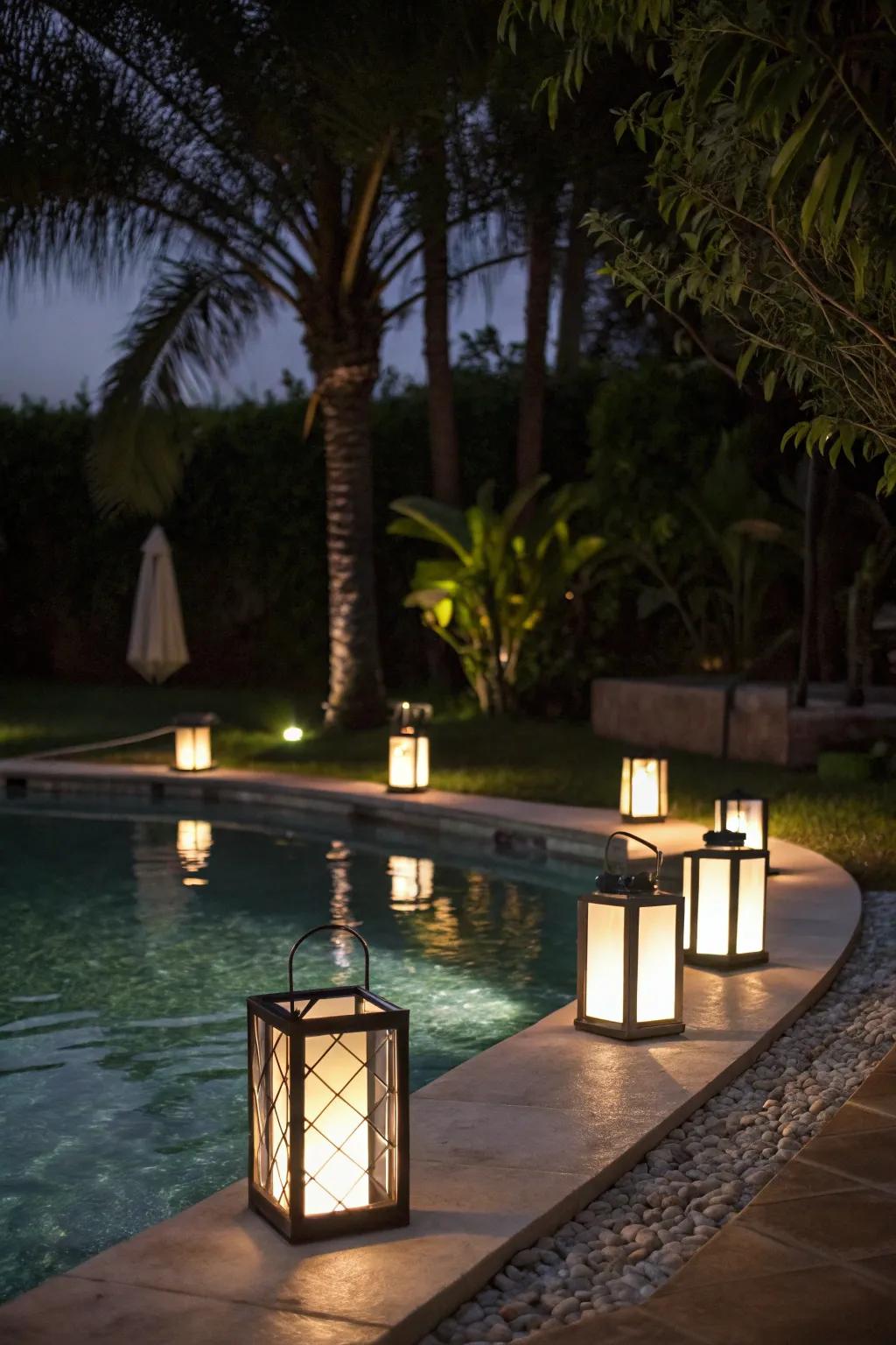 Solar lanterns for a romantic poolside ambiance