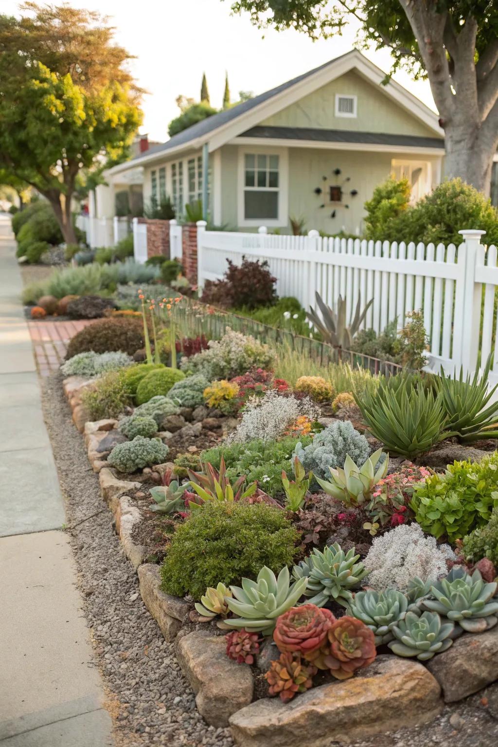 A xeriscaped garden with diverse succulents in Southwest Florida.