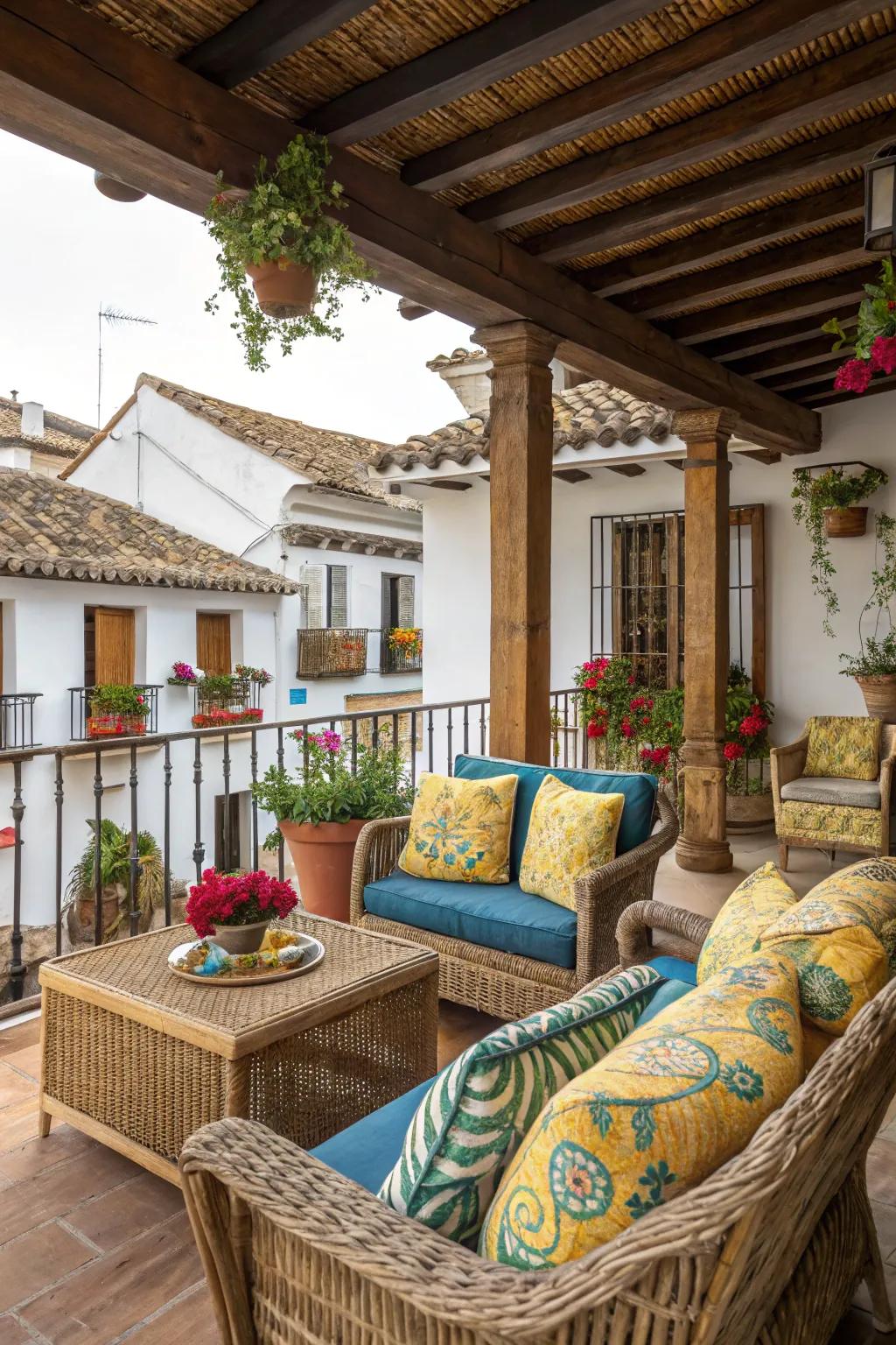 Cozy outdoor furniture invites relaxation on your porch.