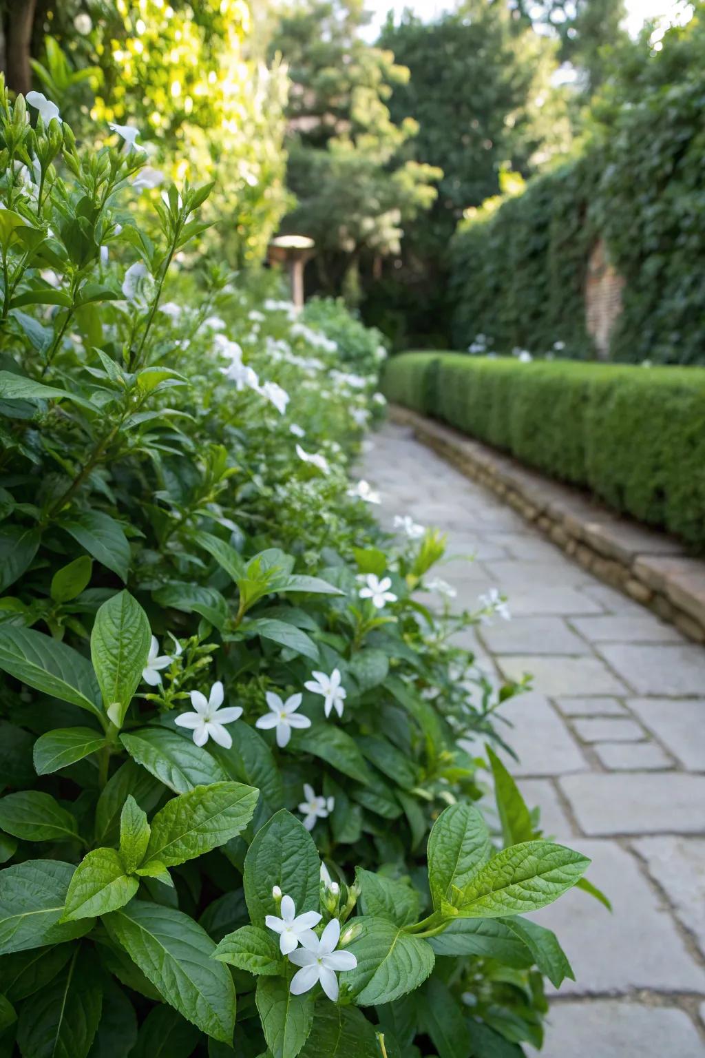 A scented garden section with jasmine and mint.