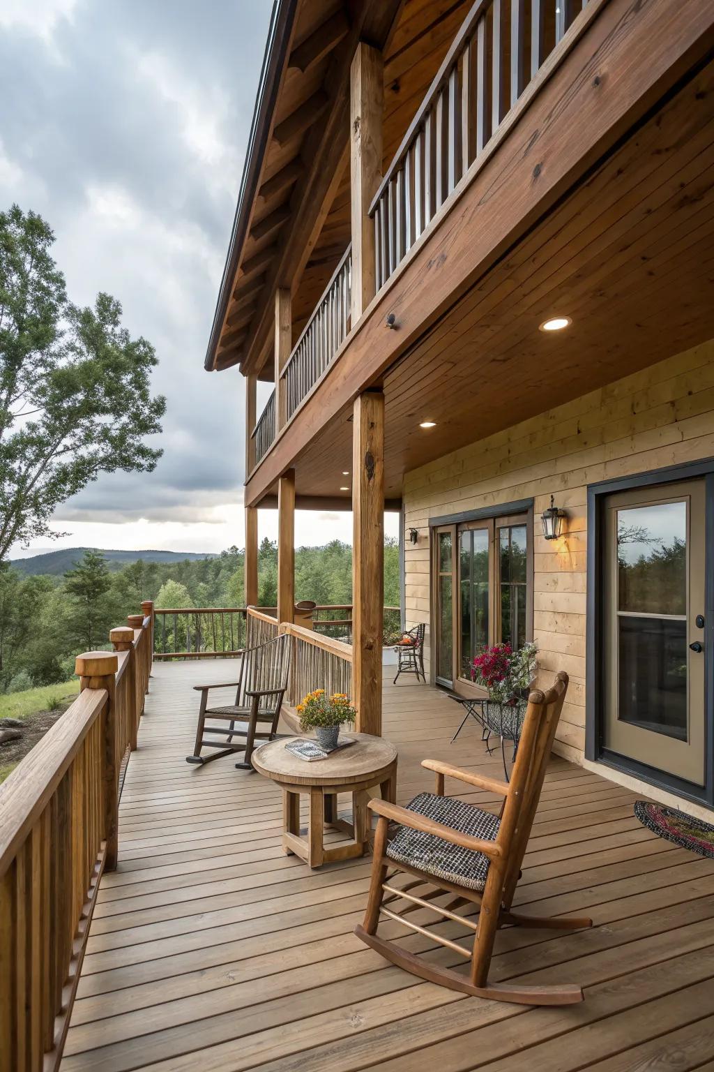 Natural wood accents add warmth and charm to this porch.