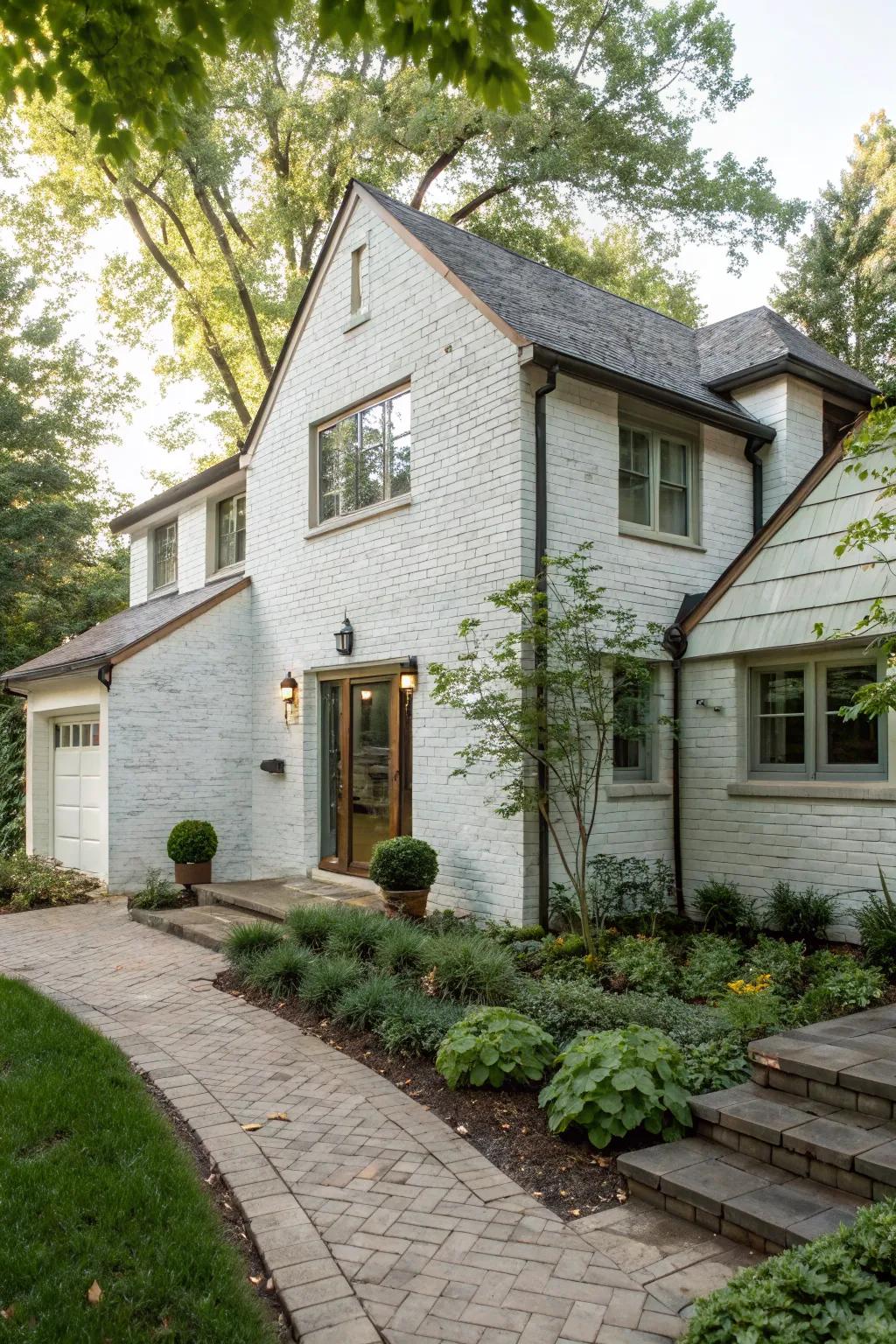 Whitewashing provides a timeless, elegant appeal to brick exteriors.