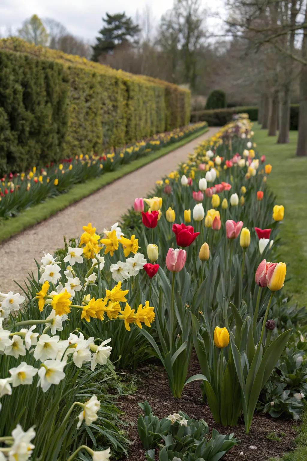 Clustered bulb plantings for a vibrant garden display.