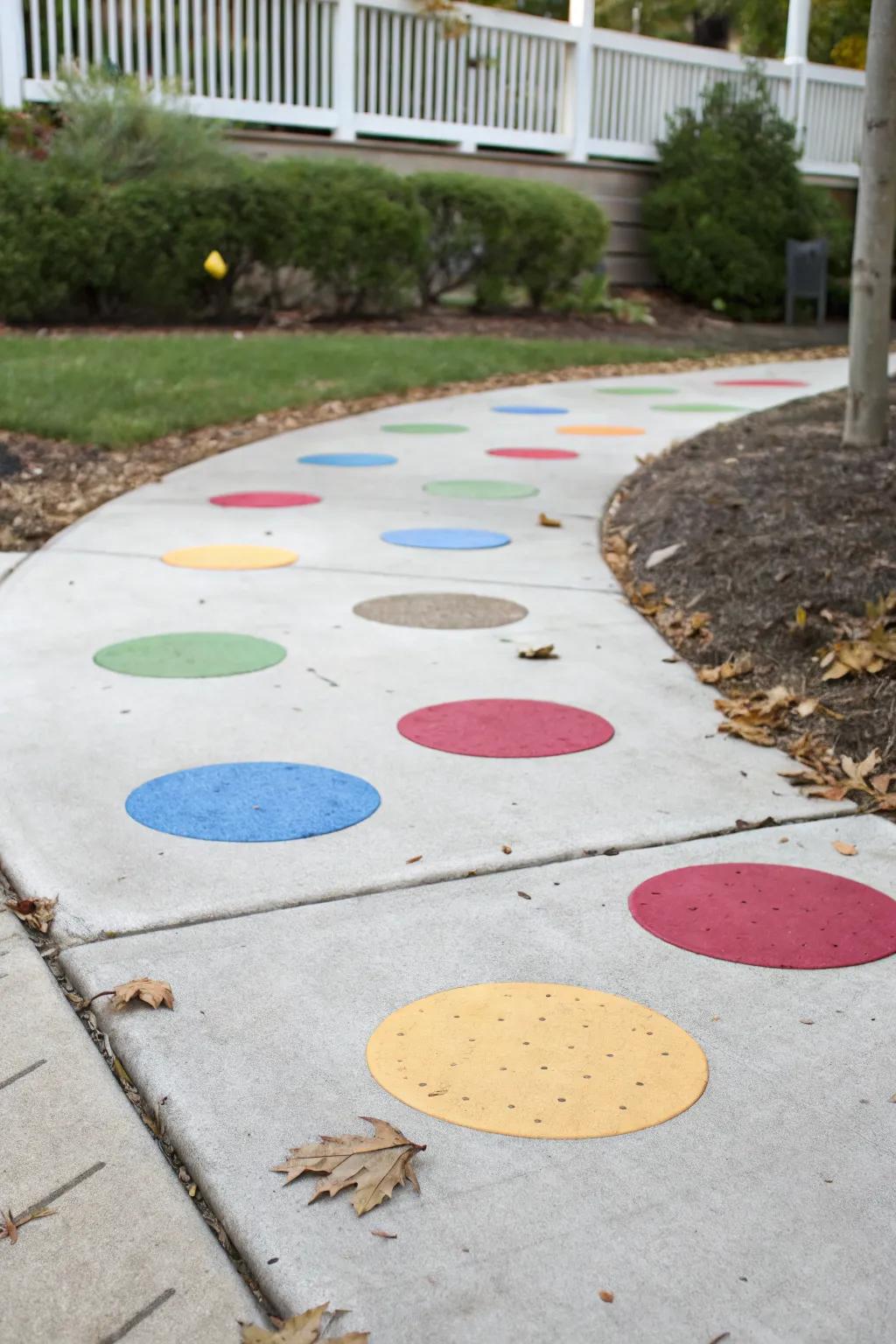 Circular accents make this driveway a standout feature.