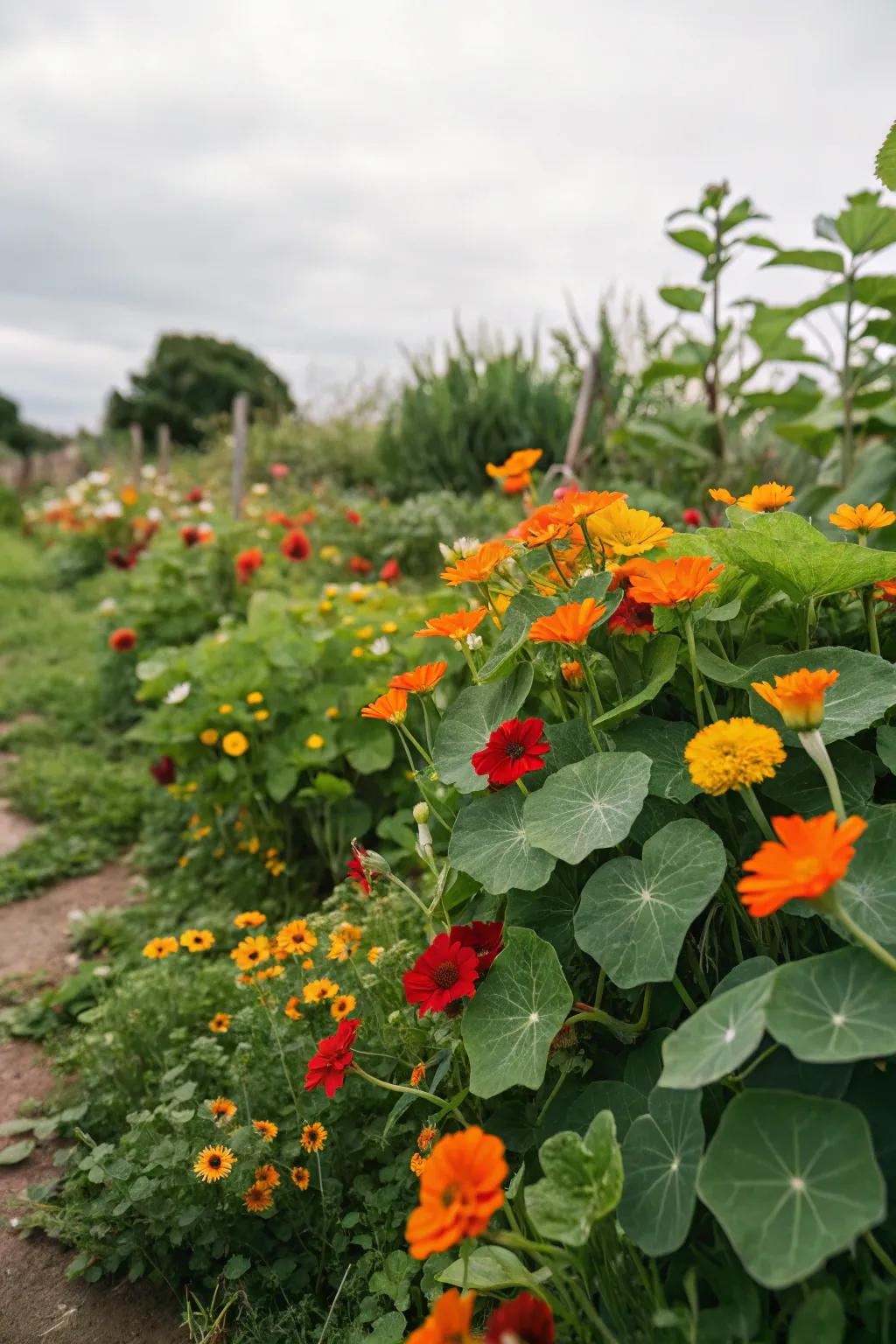Edible flowers adding beauty and flavor to the garden.
