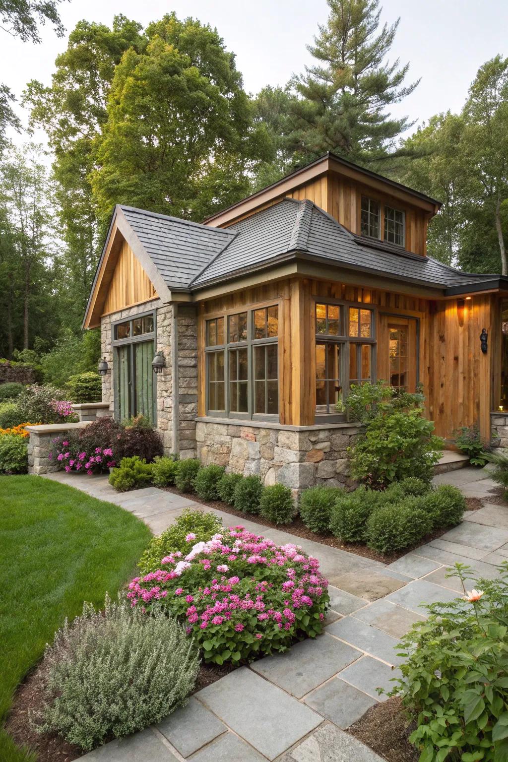 A summer house featuring natural materials for a serene atmosphere.