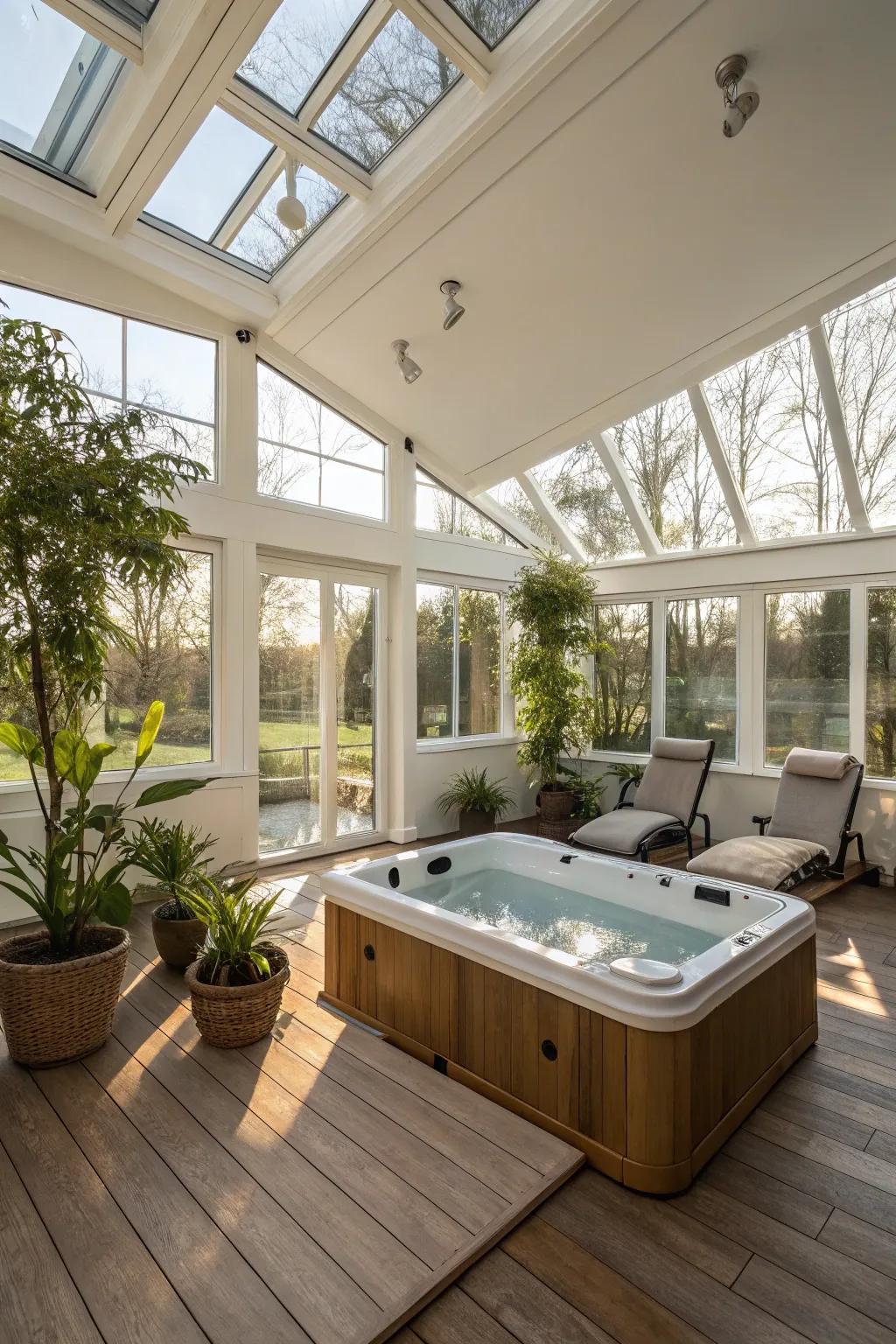 An open layout ensures the sunroom feels inviting and spacious.
