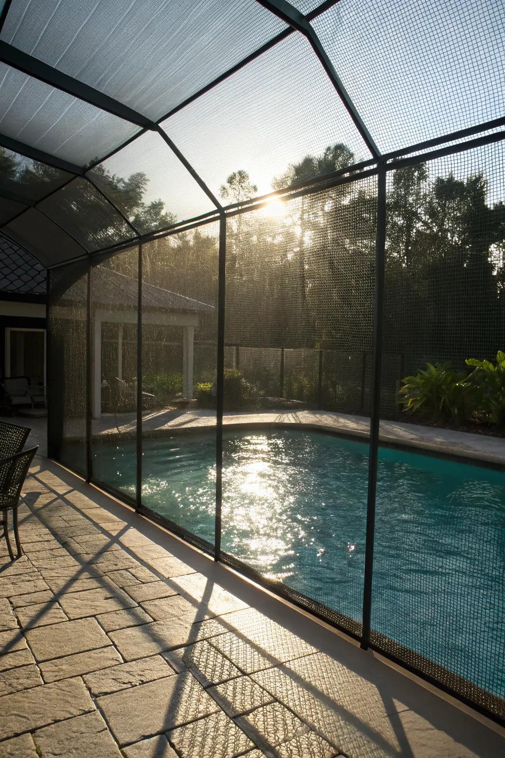 Mesh enclosures provide protection from insects.