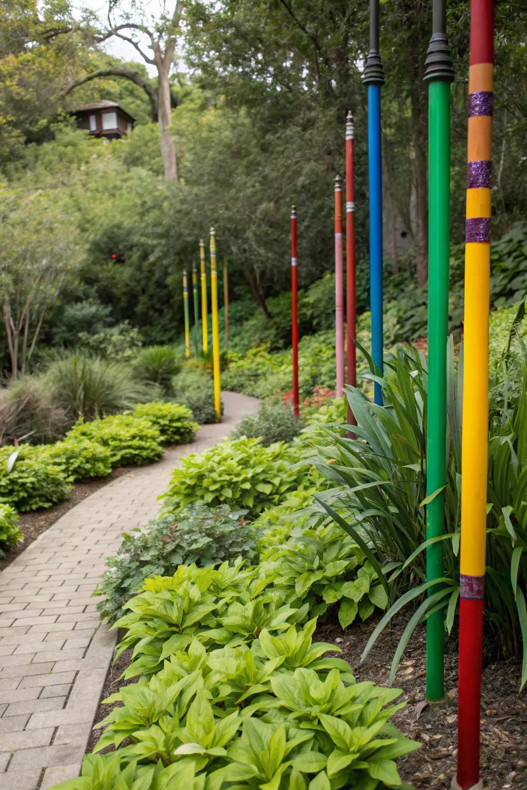 Add a splash of color with decorative poles or totems.