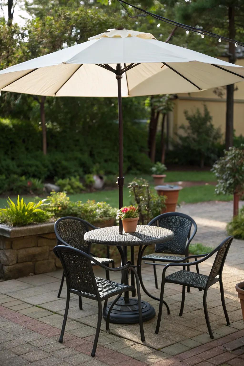 A versatile umbrella stand providing shade on a sunny day.