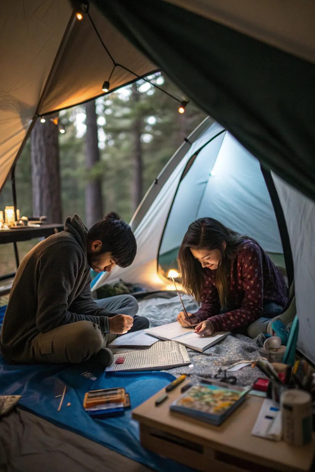 Get creative with a crafting session inside your tent.