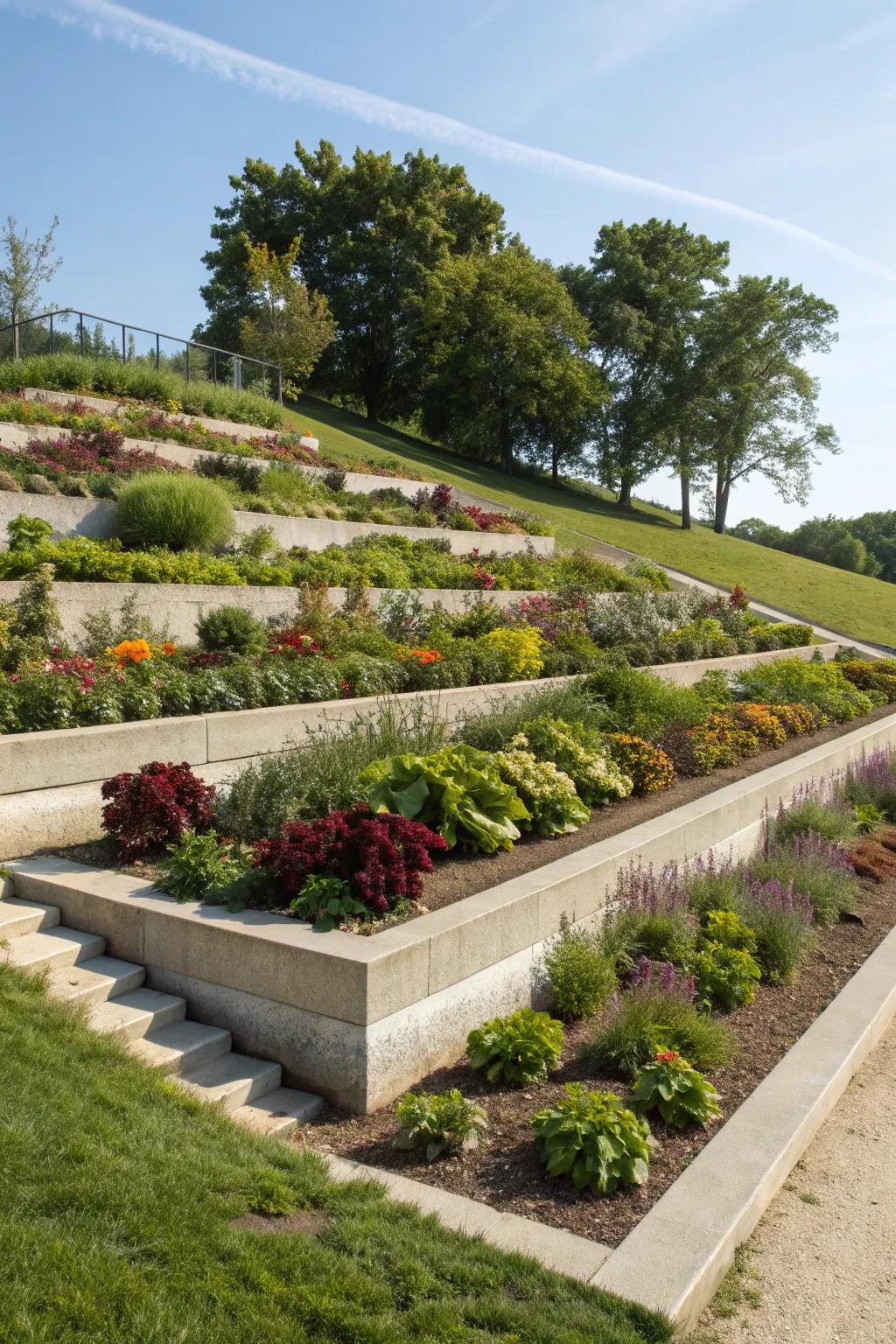 Edging gives tiered gardens a neat and polished appearance.