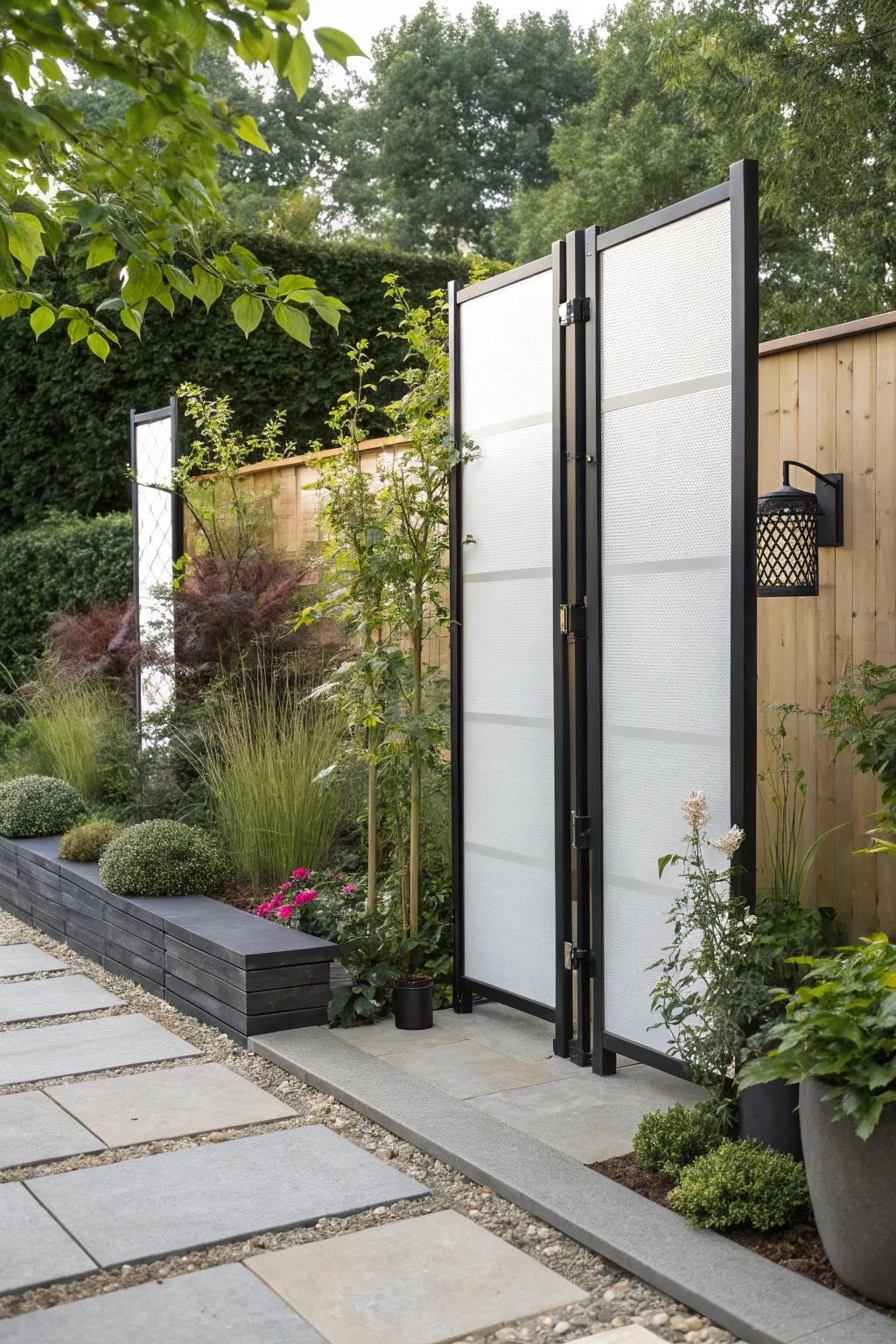 Stylish privacy screens offer seclusion with modern design.