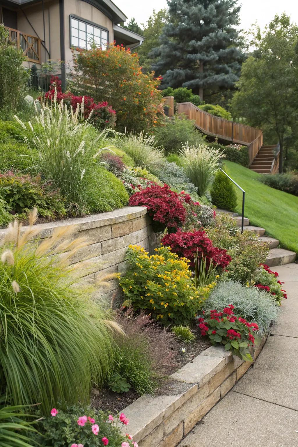Layered planting creates a rich, textured landscape.