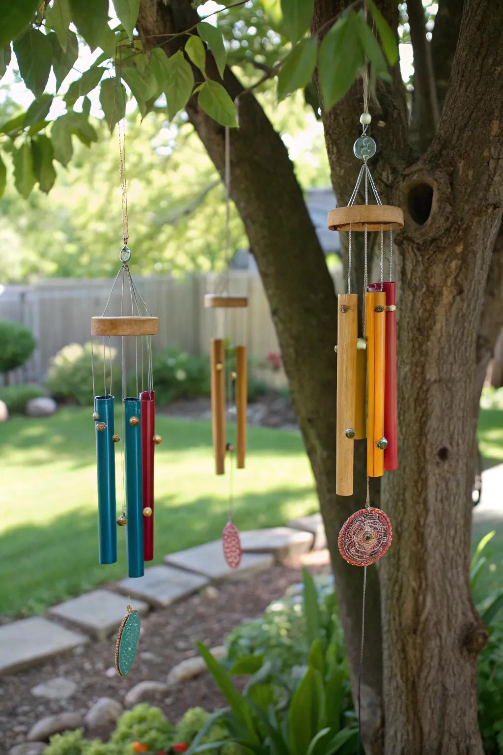 DIY wind chimes adding melody to the garden