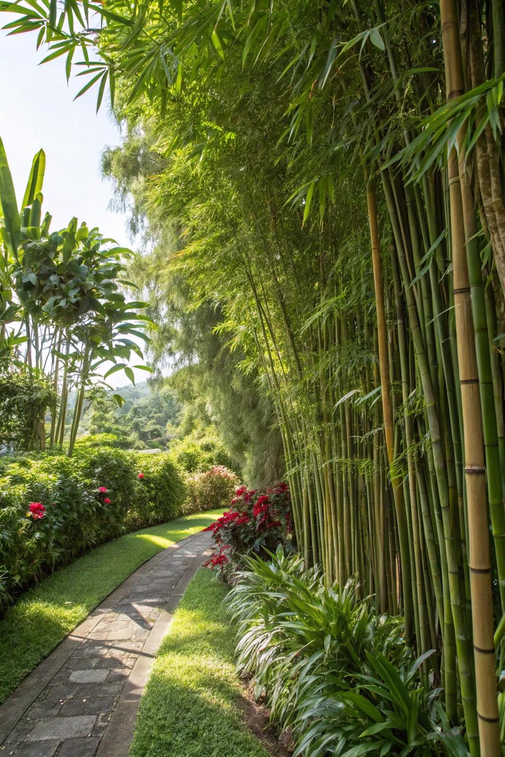Natural barriers like bamboo offer beauty and privacy.
