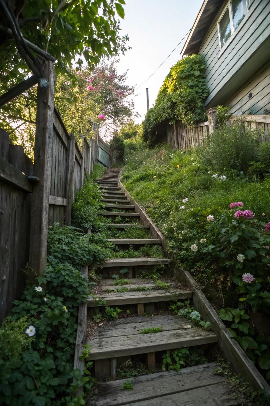 Natural stairs blend seamlessly with the landscape.