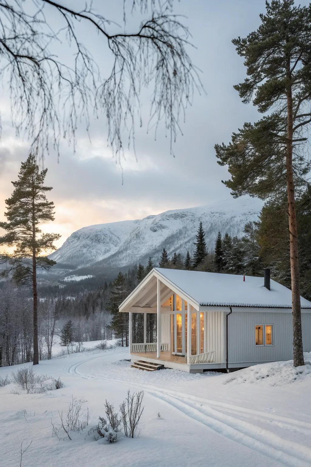 Scandinavian cabins offer minimalist elegance in natural settings.