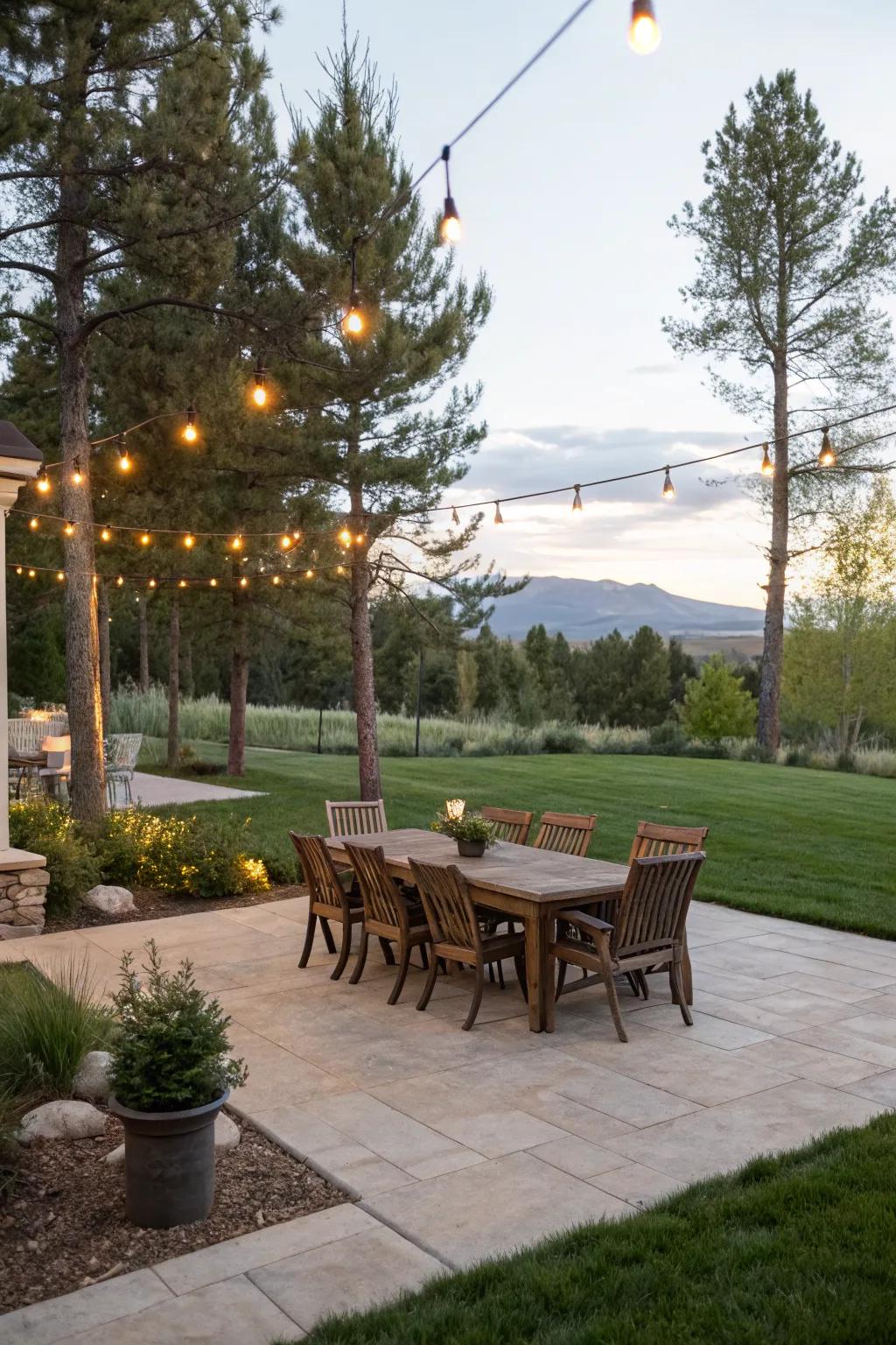 An inviting patio perfect for entertaining in a Utah backyard.